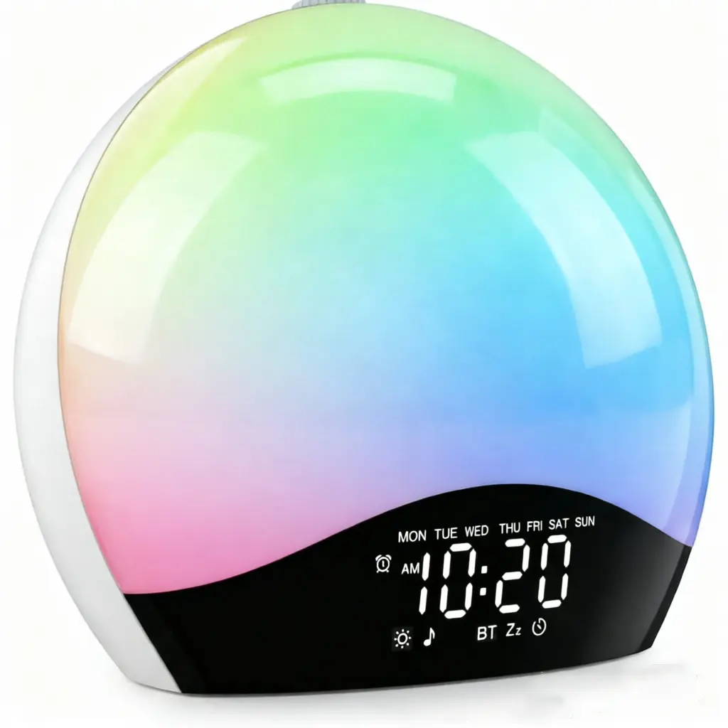 Sunrise Alarm Clock for Heavy Sleepers Wake Up Light with Sunrise/Sunset Simulation, Dual Alarms & Natural Sounds, Snooze & Sleep Aid Night Light for Bedroom, Ideal for Gift