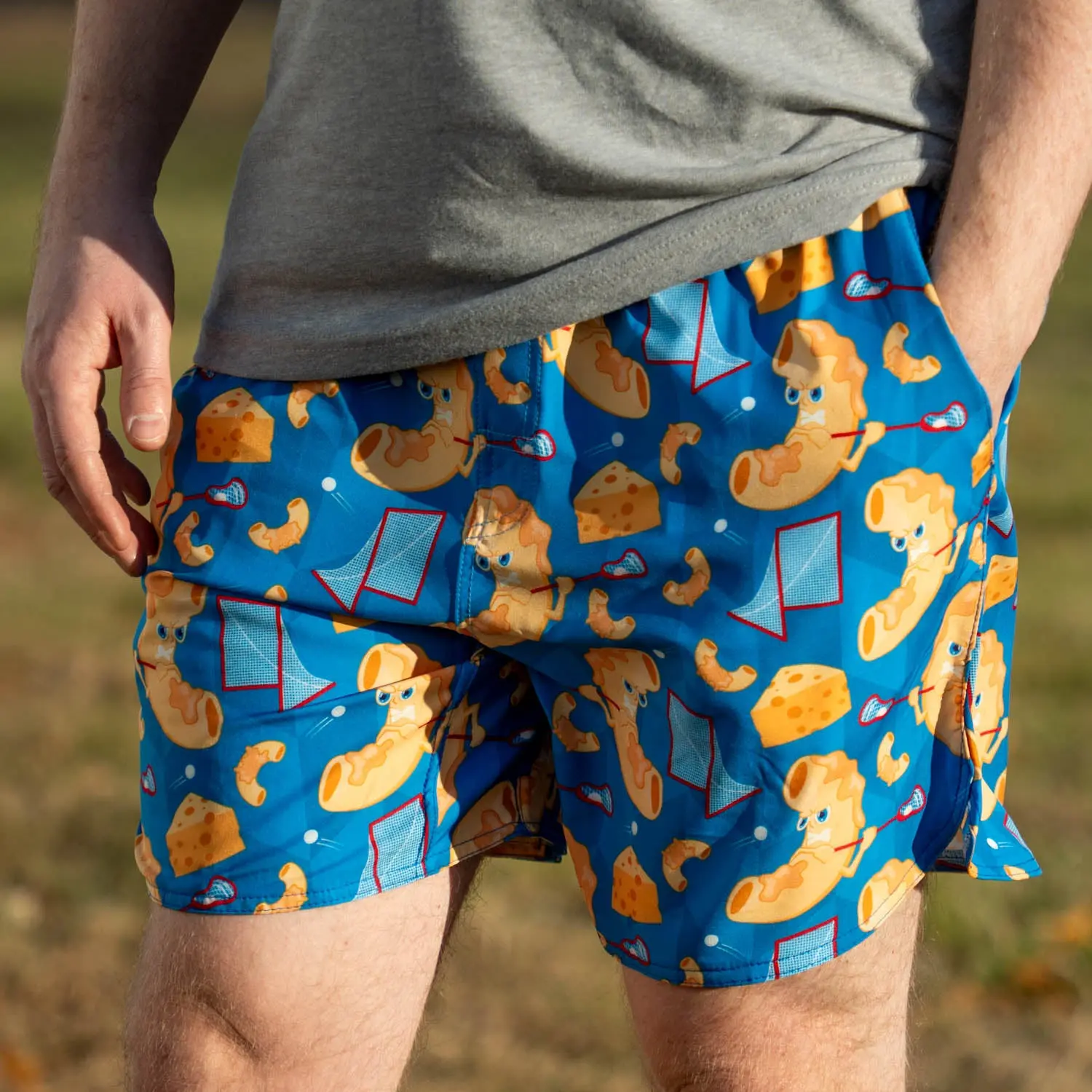 Men's Ryder Lacrosse Shorts, Top Cheddar Print, Moisture-Wick Quick-Dry Polyester for Players & Practice