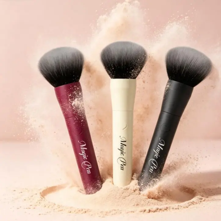 Soft Powder Makeup Brush, 2-in-1 Portable Blush Bronzer Setting Brush, Professional Fluffy Synthetic Bristles Face Makeup Brush, Trendy Fashion Beauty Essential