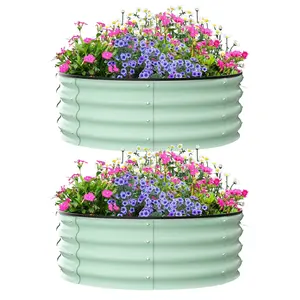Heavy duty galvanized metal elevated garden bed 8x2x2ft - deep outdoor flowerpot box with open base - rectangular design for vegetables, flowers, and herbs