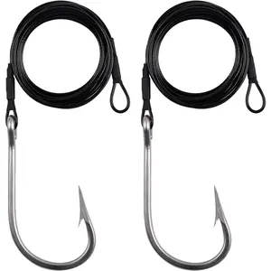 Fishing  Rigs Surf Fishing Stainless Steel  Leader Wire with Tuna  Hooks Saltwater Fishing Deep Sea Hooks Big Fish  Leader Rig