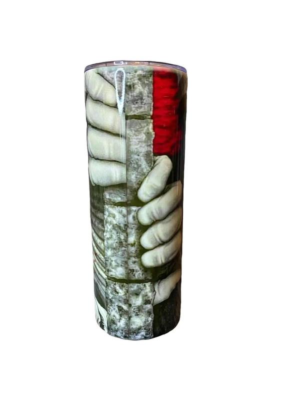 Penny Wise - It Clown - It Movie - Face and Fingers ~ 20oz Skinny Sublimation Tumbler - Amy's Tumbler Junkies - Your Favorite Tumbler Shop!