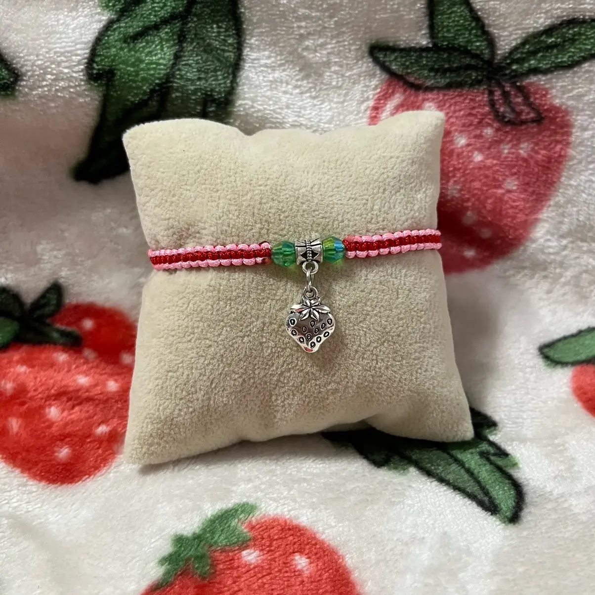 Handmade Strawberry Shortcake Charm Bracelet