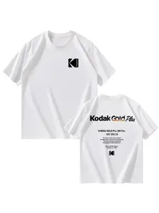 Kodak Summer Brand Fashion Cool Retro Y2K Print  Men's T-shirt Street Casual Sweat-absorbing Breathable Short Sleeve
