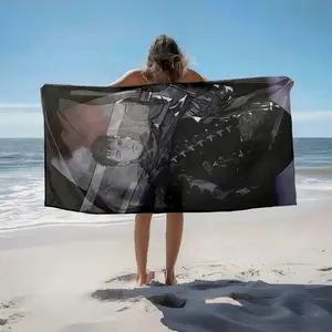 1 piece Berserk Guts dark style character portrait themed beach towel - Super soft fluffy flannel sofa blanket, suitable for beds and sofas, all-season use, modern geometric pattern design, digital printing, 100% polyester material, machine