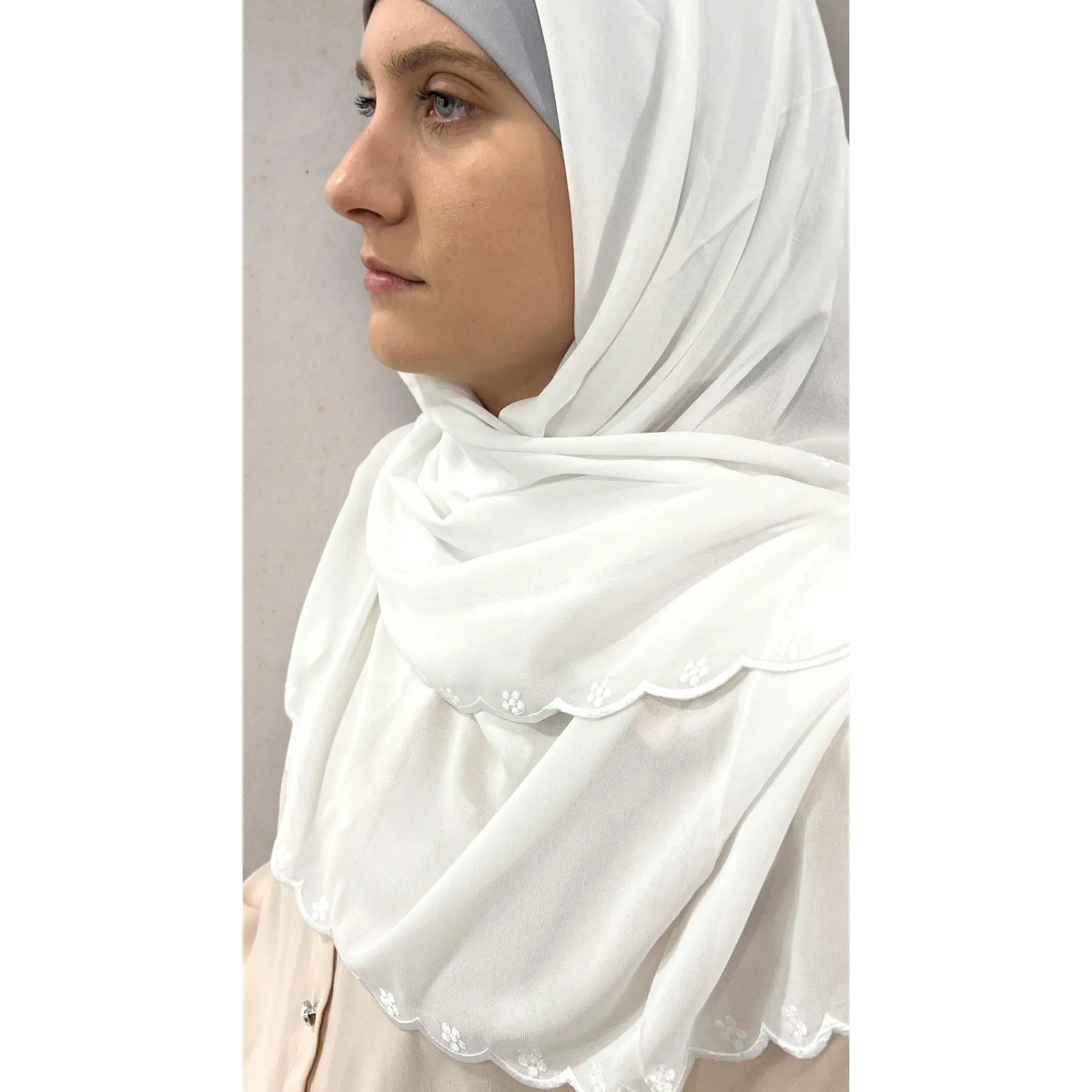 Square Chiffon Hijab - White