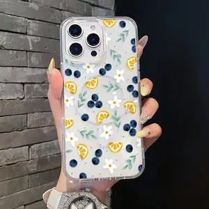 Magnetic Coquette TPU Phone Case, Pastel Blueberry Lemon Aesthetic Protective Cover for iPhone 17,16 Pro Max,15 Plus,14,13,12,11,XS,XR - Shockproof, Waterproof, Stylish Girly Casing, Accessories