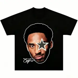 Youth and Adult Kobe Big Face Grey Star Graphic T-Shirt Comfortable Short Sleeve Clothing Great Gift Idea