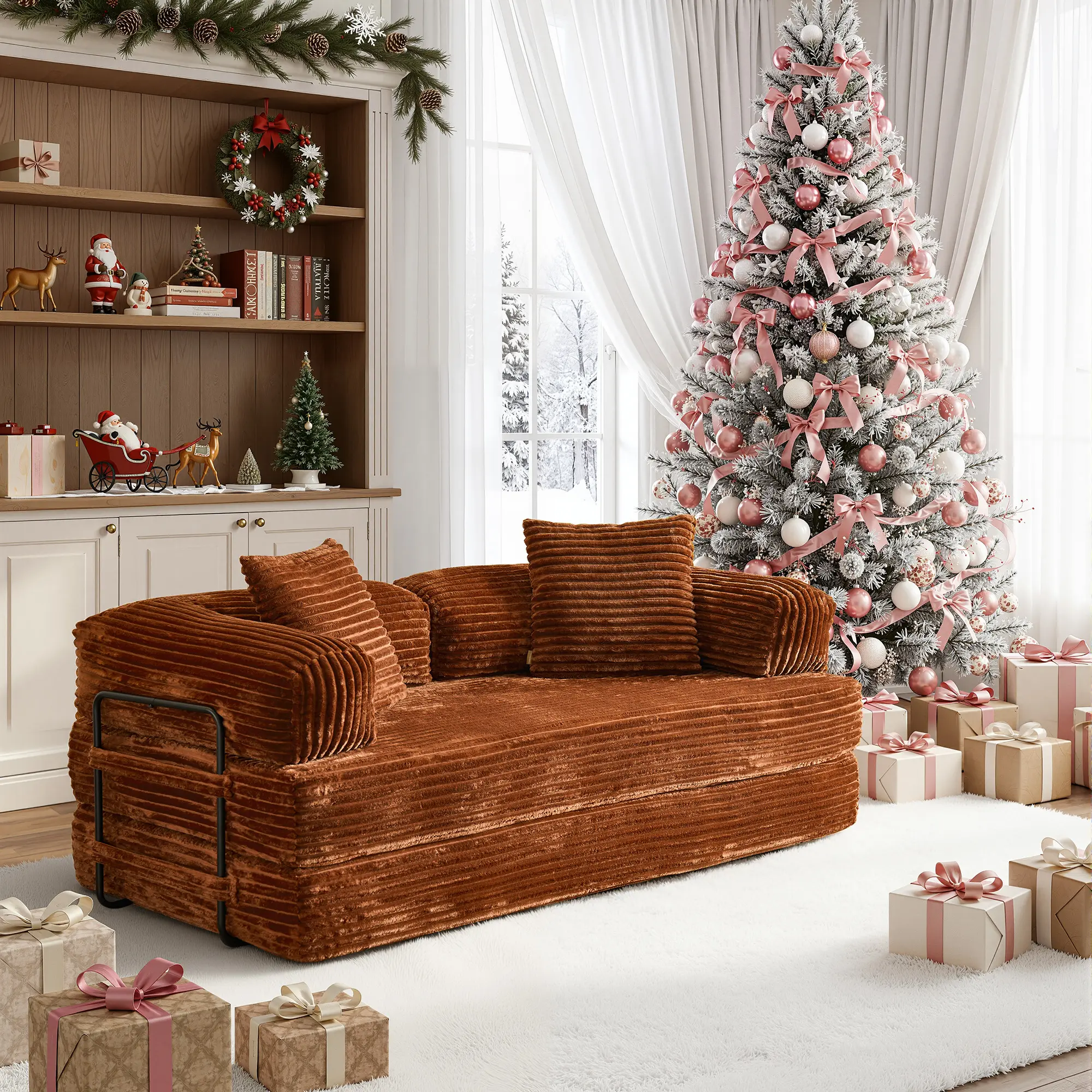 81"Brown Plush Corduroy