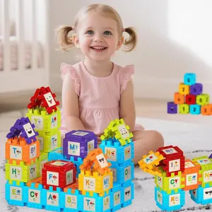 Kids Educational Building Blocks Toy, Alphabet Learning DIY Creative Pop Series Gift for Toddlers, Preschool Early Development Montessori Sensory Play,Steam educational toys for children,