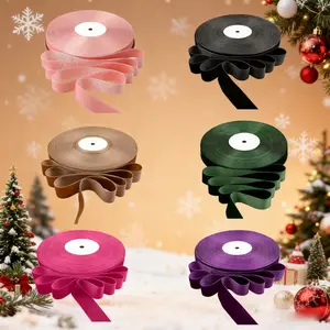 Multicolor Velvet Ribbon 2.54 Cm X 9.14 M, Vintage Nylon Velvet Ribbon with Spool, Ideal for Gift Wrapping, Bouquets, Wedding Decor, DIY Crafts