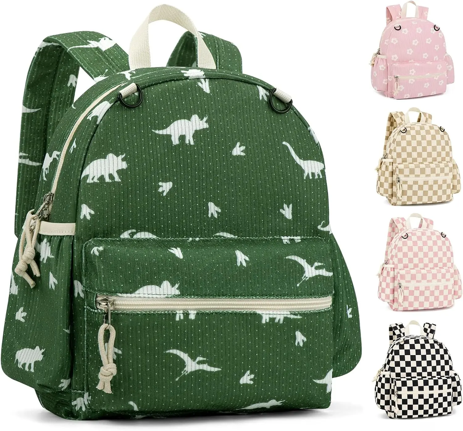 Corduroy Toddler Backpack for Boys & Girls, Kids Backpacks | Small Kids Bookbag for School 2-4 Preschool Kindergarten Backpack Toddler Daycare Backpack Dinosaur