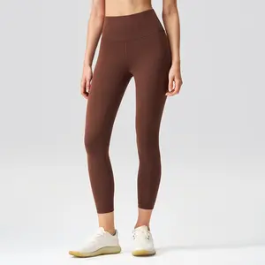 Basic 8 Inch Yoga & Pilates Leggings, High Waist Ultra Stretch Brushed Fabric, Lightweight Naked Feel Summer Workout Pants