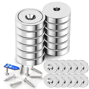 12 Pack Cabinet Magnets, Neodymium Cup with Countersunk Hole, 30lbs Rare Earth for Doors, Holding Tools, Lifting, - 0.78 * 0.2 inch