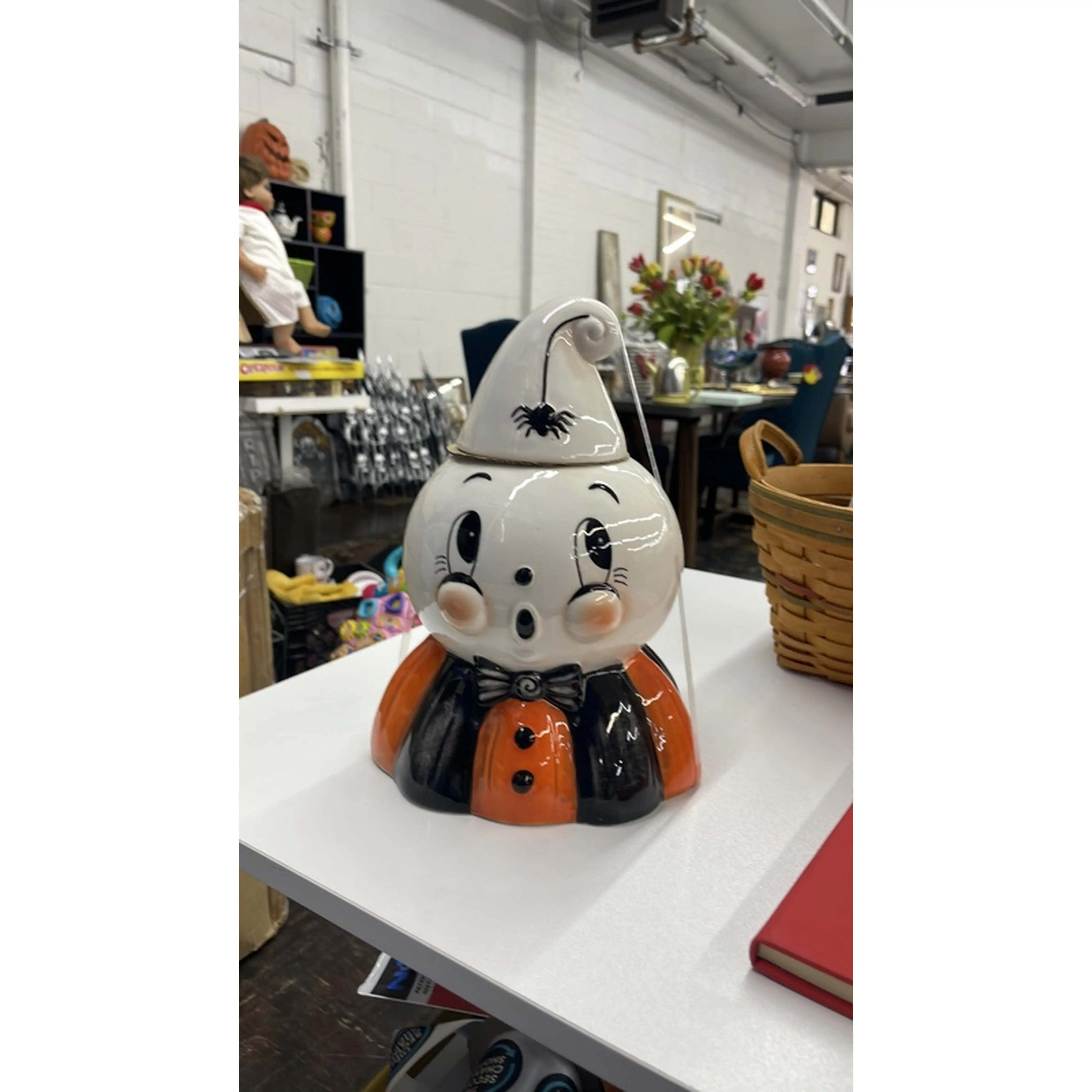 Johanna Parker Cookie Jar - Halloween-Themed Design with Witch Hat and Pumpkin Outfit
