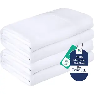 2 Pack Bulk Flat Sheet Set - Top Sheets -Soft 1800 Microfiber - Wrinkle & Stain Resistant - for Hotel, Massage Table, Hospital, Dorm - Twin XL Flat Sheet Sold Separately (Twin Xl, White)