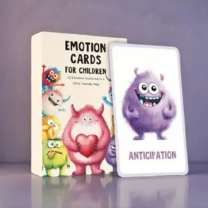32 Emotion monsters cards with explanatory texts, cute emotion cards - self-regulation tools, social-emotional learning, mood management, Flashcards
