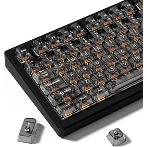 Black Clear Keyboard keycaps,Transparent keycaps 60 75 100 Percent, Jelly Key Cap Set,Shine Through Key caps.,Cherry Profile Key caps for Mx Switches Mechanical Keyboard