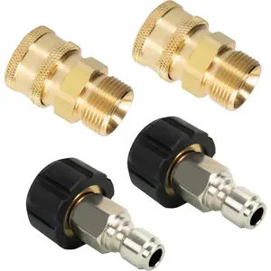 4 Pack  Washer Quick Connect Kit, Quick Disconnect Kit, Metric M22 14mm to 3/8" Quick Connect Kit, 5000 PSI