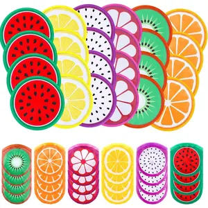 24 count Foldable Flying Disc Fans 9.84'' Fruit Folding Hand Fan Round Collapsible Handheld Fan Decorative Pocket Fans with Bag for  Beach Lawn Park Camping