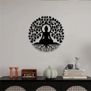 1pc Mini Buddha Tree Metal Wall Art, Mini Buddha Tree Statue Mural, Perfect for Meditation Nook, Zen Corner, Mini Sacred Space Decor, Mini Buddha Day Decor, Ideal Gift for Miniature Art Collectors