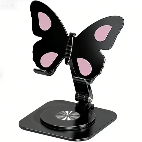 Joytutus Multifunctional Aluminium Alloy Butterfly Mobile Phone Stand - 360° Rotate, Compact, Folding, Adjustable Mount, Portable Tabletop Desk Gadget, Selfie Accessory, Phone Accessories