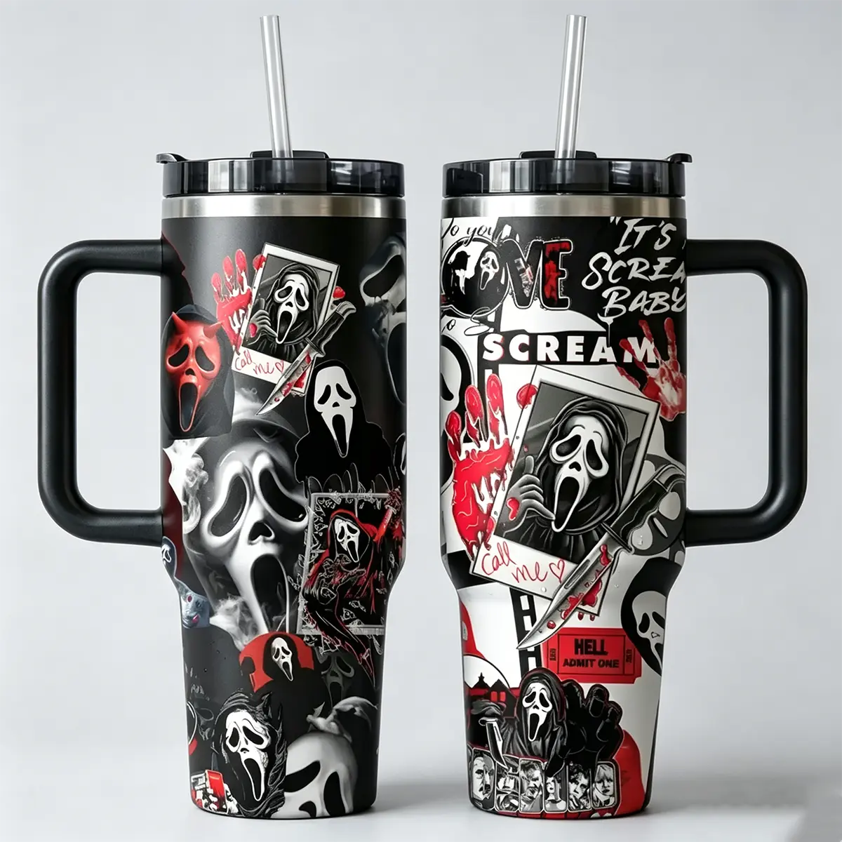 Ghostface Scream Tumbler Cup 40oz, Scream Horror Movie Tumbler 40oz, Gift for Her, Horror Movie Character Tumbler 40oz, Halloween Gift