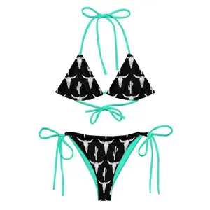 Cowgirl Style Two- Piece Black Bikini Set For Women, Beach wear bathing suit, Women bikini