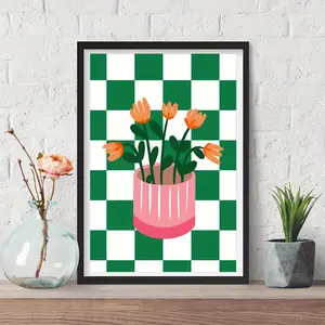 Chic Potted Plants & Flowers Canvas Art Print - Frameless Wall Decor for Living Room, Bedroom, Home Office - Modern/Classic Style, Perfect for Spring & Summer