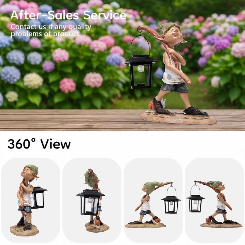 Wandering Elf Statue With Solar Powered Photosensitive Lamp,Outdoor Garden and Courtyard Decorations,Ideal Gifts for Women, Mom or Birthdays, Beautifully Crafted Outdoor & Home Decor to Wow Your Guests