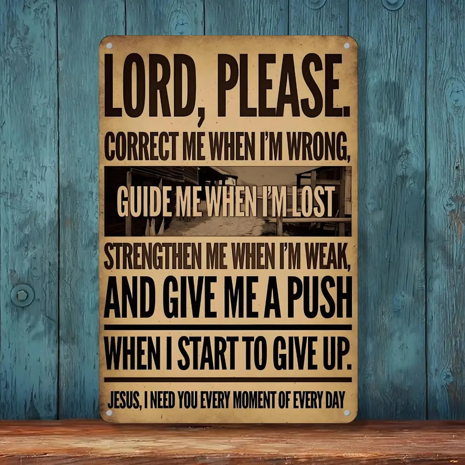 8x12 in Rectangular Vintage Aluminium Art Tin Sign - Multi-Functional Religious Inspirational Decorative Plaque, Indoor/Outdoor Wall Hanging for Home, Garage Home Supplies