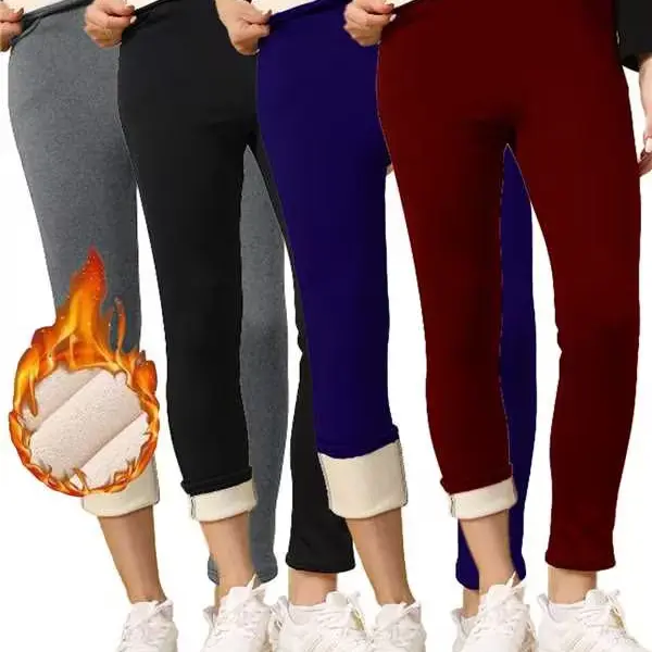 4 Pcs Women's Solid High Waist Pocket Sports Leggings, Casual Comfy Warm Skinny Pants for Yoga Gym Workout Running, Women's Sport & Outdoor Clothing for Fall & Winter Yoga Bottoms Yoga Gym Activewear