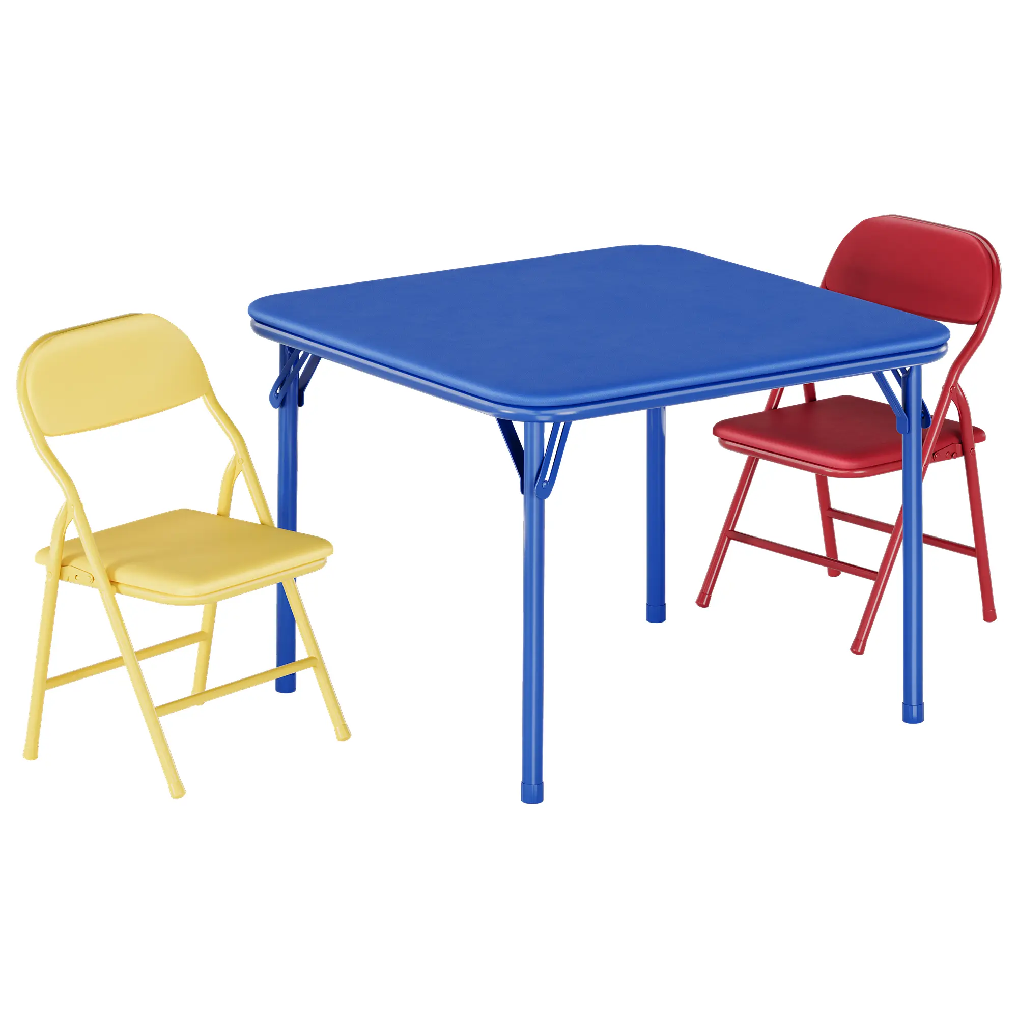 Garvee Kids Folding Table and Chair Set, Upholstered Square Toddler Activity Table with PU Padded Chairs, Metal Frame, Portable Space-Saving for Crafts, Learning & Playroom