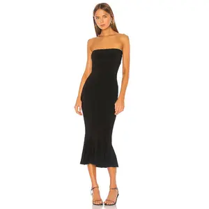 Norma Kamali Strapless Fishtail Dress in Black