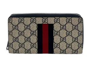 Pre-owned GUCCI Gucci Canvas Small Leather Goods Canvas Canvas Canvas Canvas Canvas Canvas GG CANVAS ZIPPY LONG WALLET