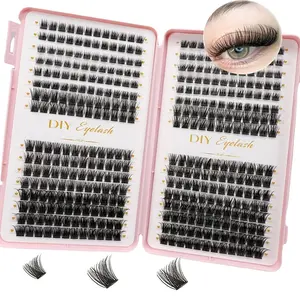 384 Piece D Curl Individual Eyelash Clusters, DIY Lash Extension Kit, Cosmetic, Home Use, Easy Operation, Natural Look, Single Box, Eyelash Extensions Set