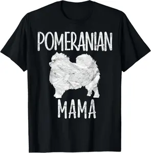 Vintage Pomeranian Mom Gift Mama Pompom Pet Dog Owner Mother T-Shirt