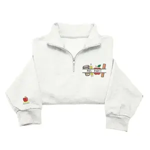 Embroidered Teacher Icons With Custom Name Quarter Zip, Back to School Gift, Teacher Life Shirt,Teacher Appreciation Gift,Custom Name Teacher,Thank You Teacher Gift,Cozy Zip Up Sweater
