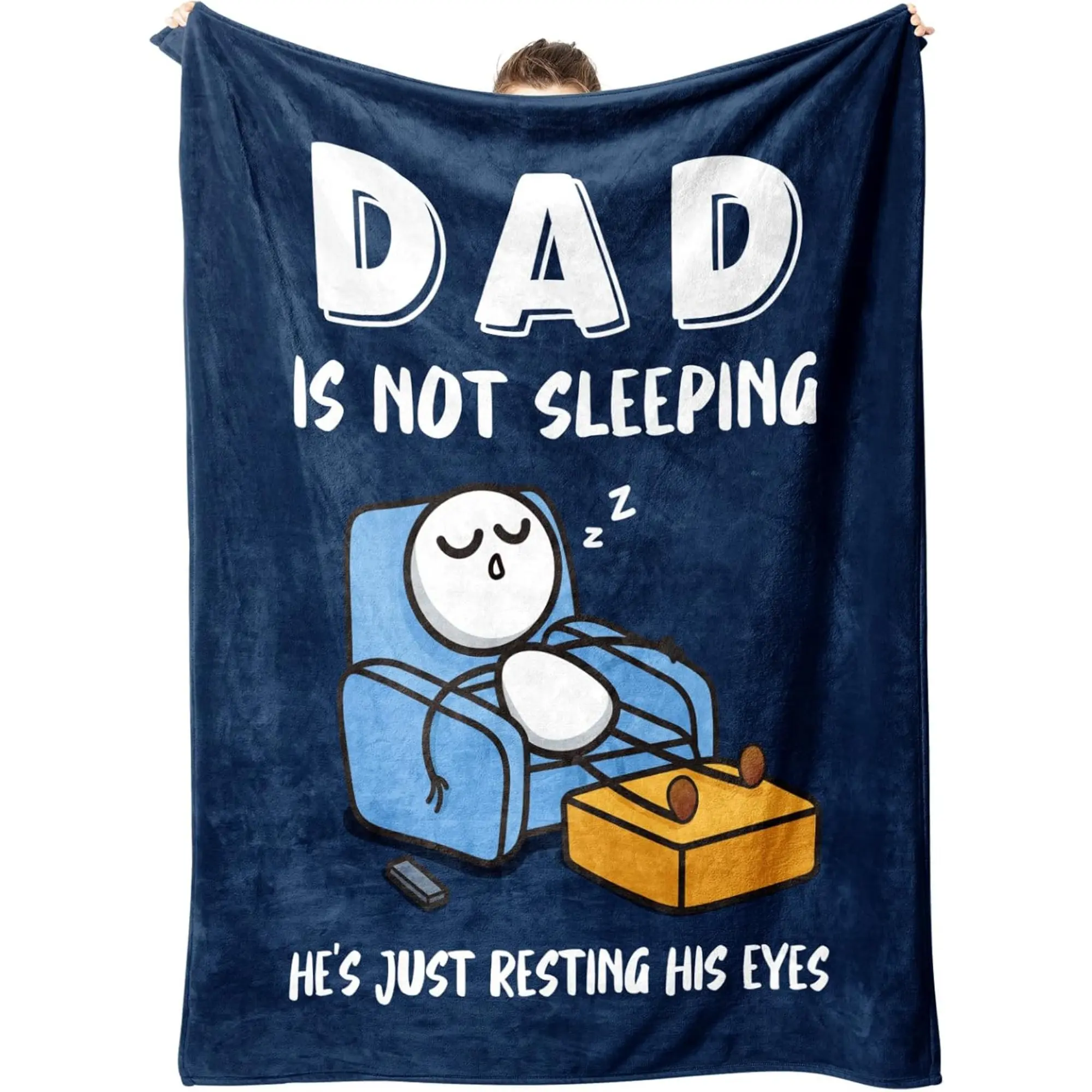 Funny Christmas Birthday Gifts for Dad Husband, Dad is Not Sleeping Blanket, Dads Gifts from Daughter Son, Super Soft Throws Blanket for Couch and Napping, Soft & Comfortable Throw Blanket for Healing Thoughts