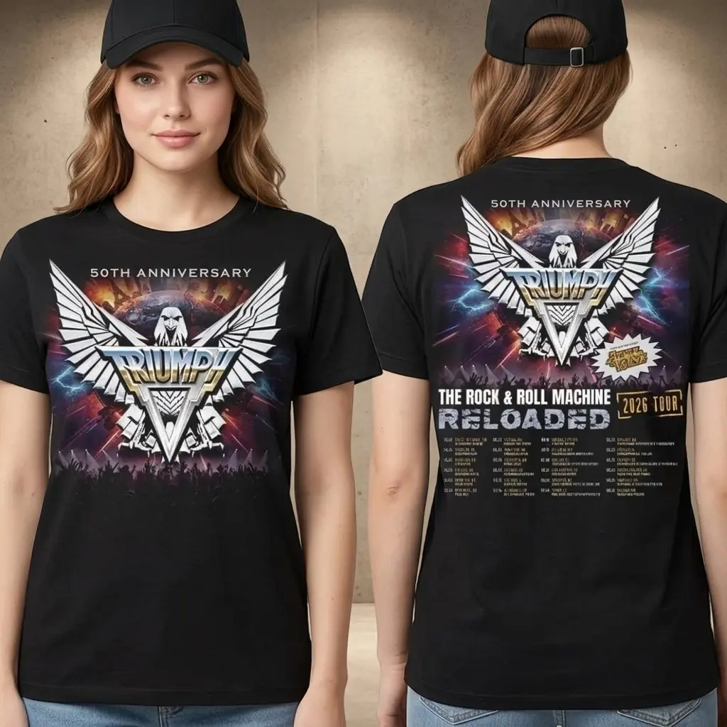 Triumph Unisex T-Shirt, Triumph 50th Anniversary Rock & Roll Machine Reloaded Design, Perfect Gift for Triumph Fan