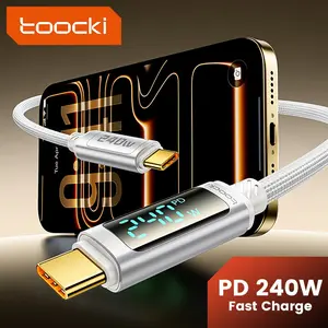 Toocki PD C-C 240w Digital Display Cable, Fast Charging Qc4.0, Type C to Type-C, for Gaming, Data Transfer, Charging