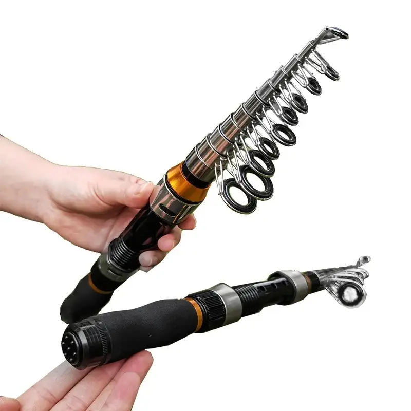 Telescopic Fishing Rod, Portable Spinning Fishing Pole in 1.5M/2.1M/2.3M Lengths, Compact Travel Rod with Reel Seat for Carp, Feeder and Outdoor Fishing