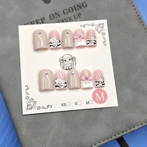 Pure manual wearing nails, exquisite three-dimensional carved wearing nails, fashionable manicure, removable nail plate