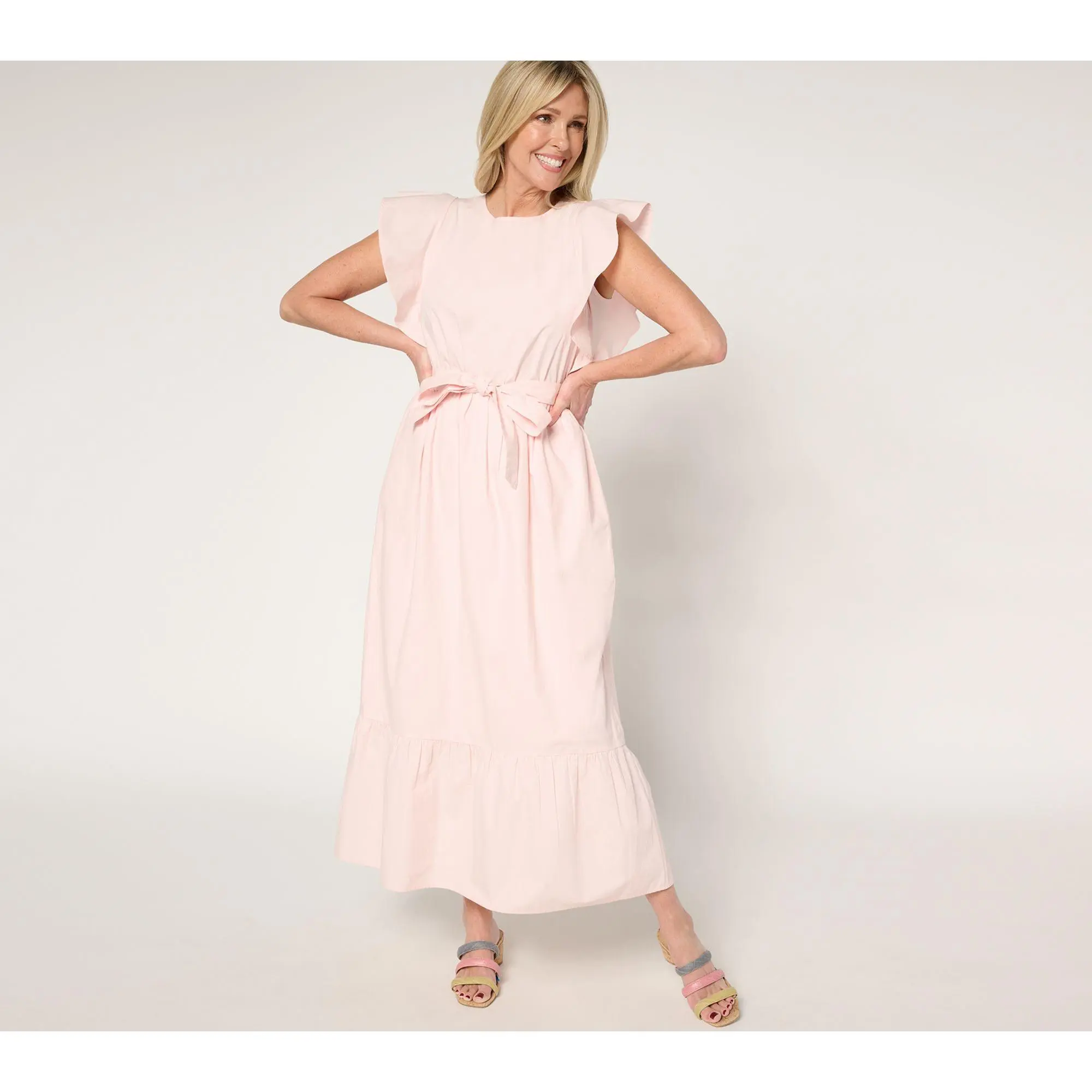 ruffle midi dress Stripe Affair Ruffle Midi Dress in Airy Blue Curves 2XL / Airy Blue main image 0