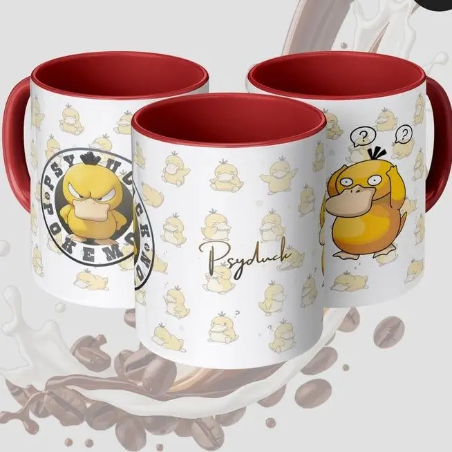 Poke Psyduck Mug, Gift for Poke Mug, Poke Ceramic Coffee Cup, Poke Gift Father's Day Gift For Him, Pokedad Mug