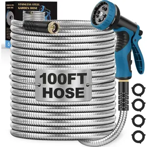 Metal Garden Hose, 100ft Stainless Steel Garden Hose – 3/4" GHT Solid Brass Connectors – Heavy Duty Flexible Metal Water Hose with 10-Way Spray Nozzle – Kink-Free Watering Kit,cars accessories,car stuff