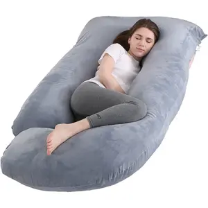 Pregnancy Pillow J-Shaped Full Body Pillow, 59 inch with Velvet Cover Easy to Remove and Wash, Support Pregnant Women's Backs Legs and HIPS, Improve Sleep,Pregnancy Pillow for Women ,Gray