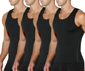 Arjen Kroos Men's Compression Tank Top Shirts 4 Pack Muscle Undershirt Body Shaper High Elastic Breathable Shapewear