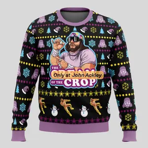 [ARRIVE AFTER CHRISTMAS] The Cream Of The Crop Funny Wrestling Ugly Christmas Sweater Ugly Christmas Sweater, Macho Man Holiday Winter Gift Sweatshirt