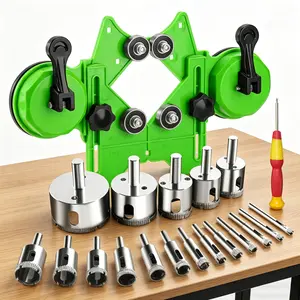 Diamond Hole Saw Kit, 18 PCS Tile Hole Saw Kit with Double Suction Cup Guide, 6-50 mm Dry/Wet Drill Bits Set for Ceramic, Glass, Porcelain, Marble, Granite